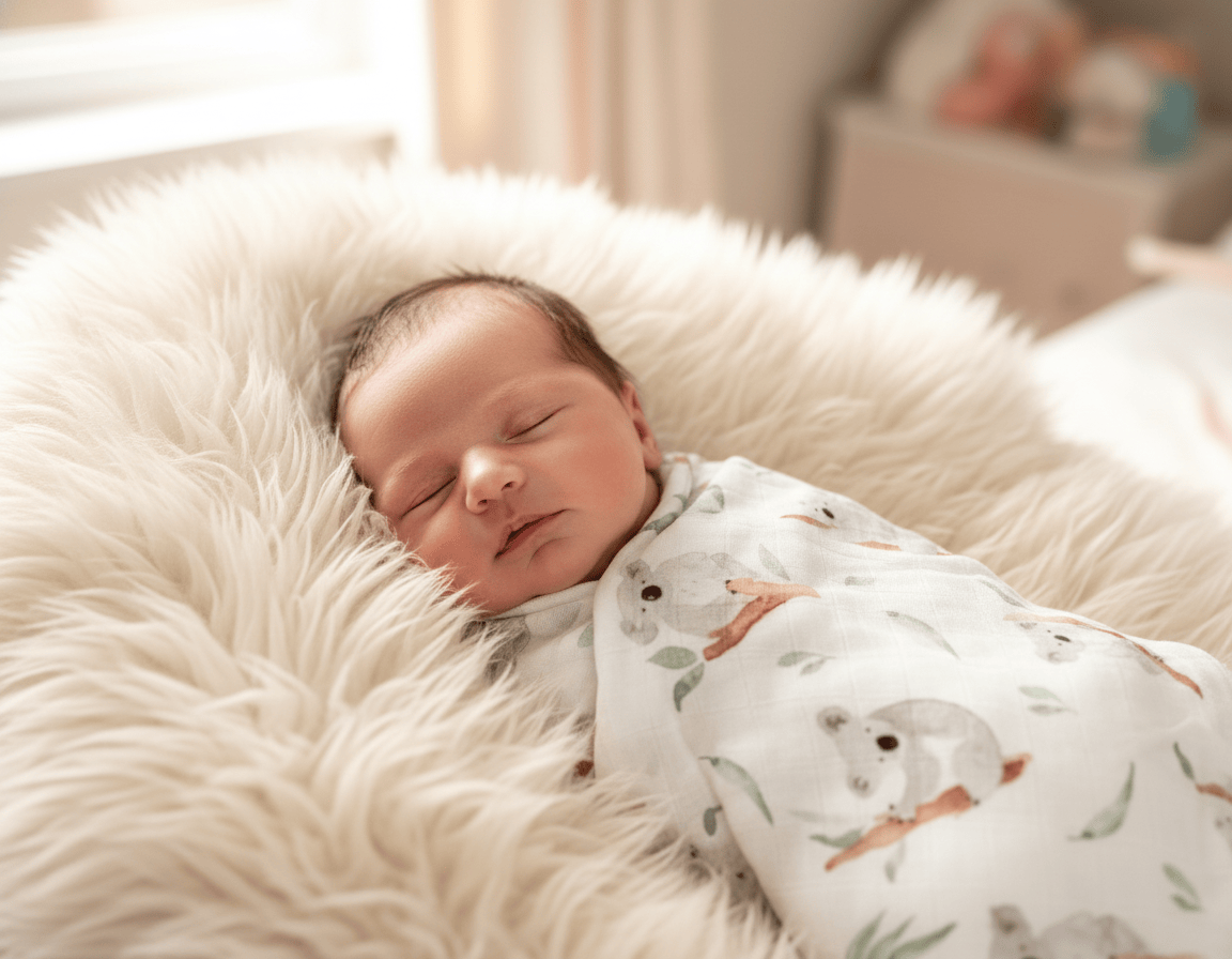 Koala Musselintücher Baby mit baby