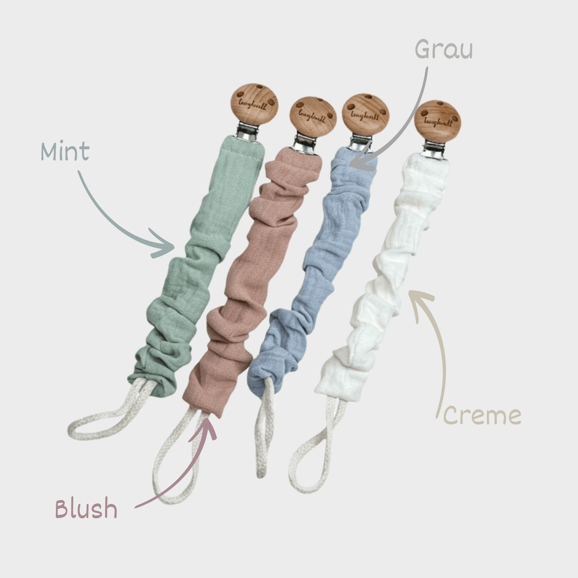 Schnullerkette Baby Musselin mix