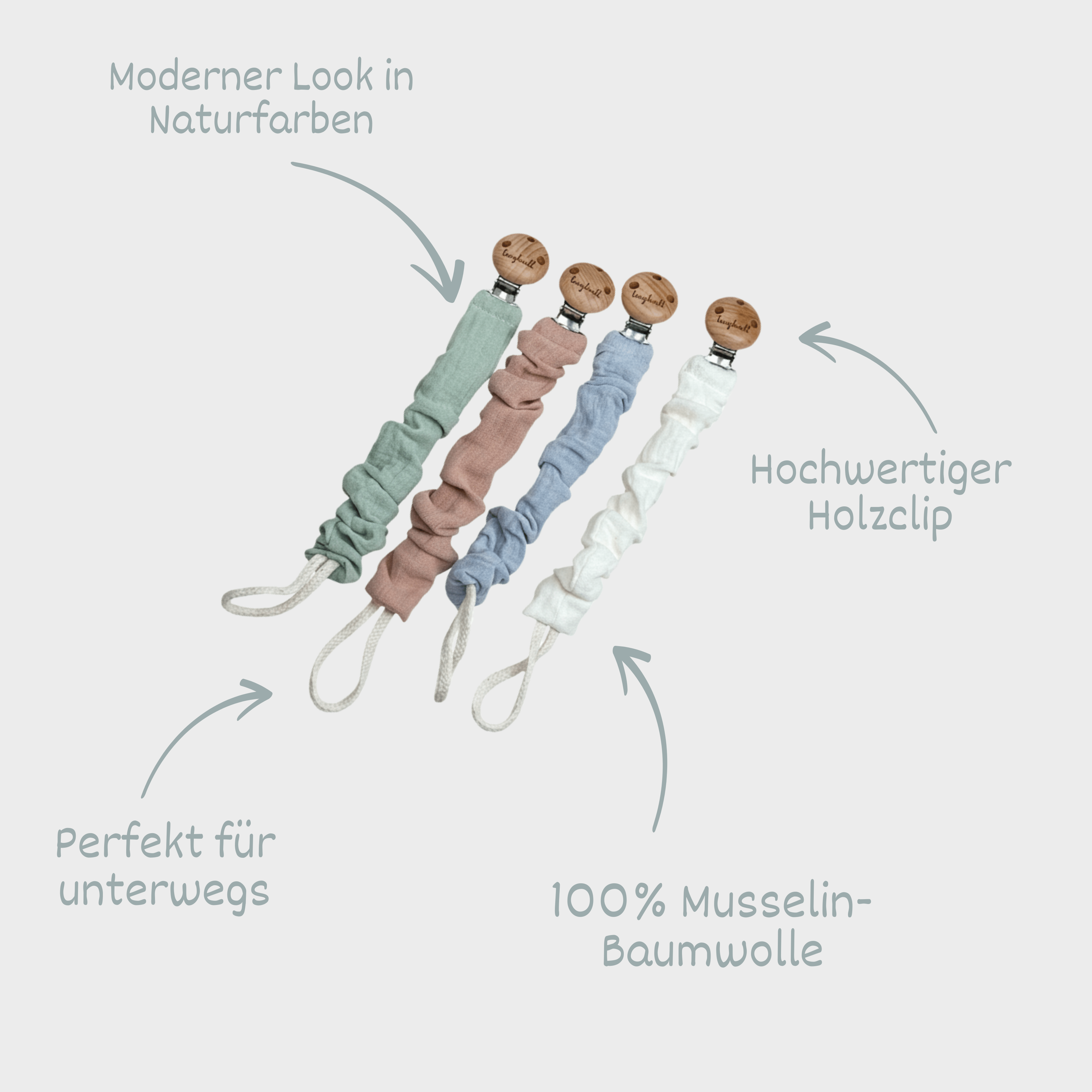 Geschenke zur Geburt Schnullerkette Baby Musselin Mix