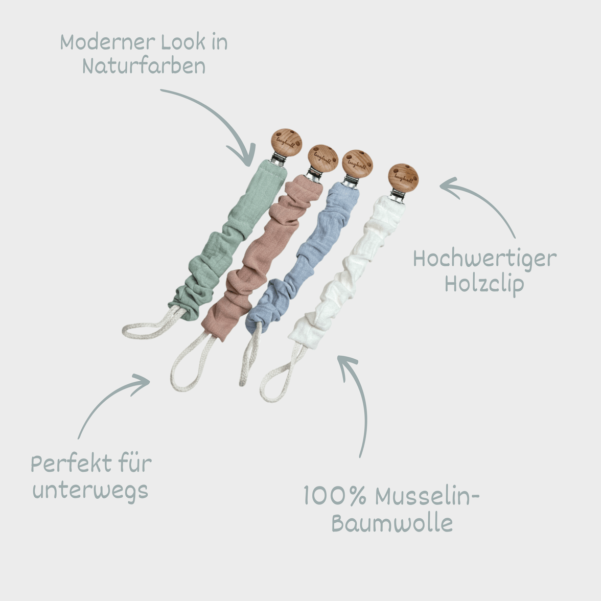 Geschenke zur Geburt Schnullerkette Baby Musselin Mix