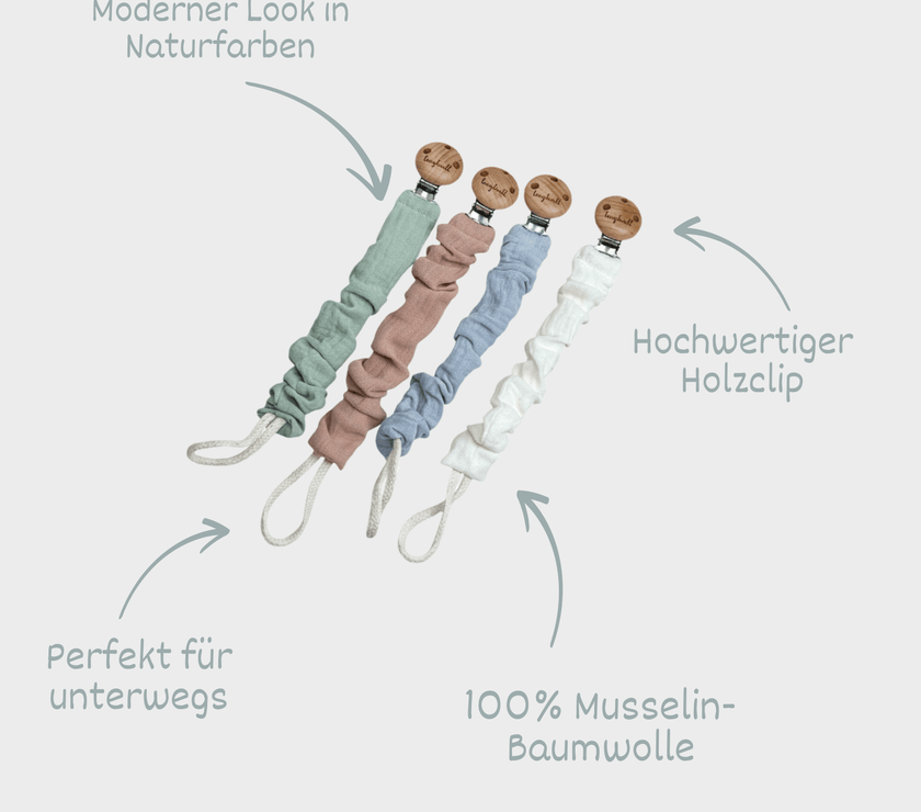 Schnullerkette Baby Musselin Mix
