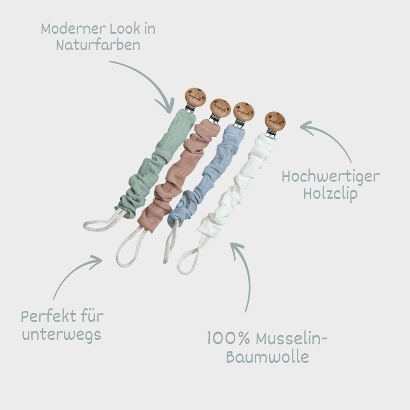 Schnullerkette Baby Musselin Mix