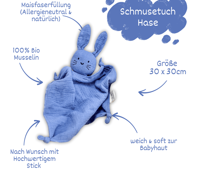 Schnuffeltuch /  Schmusetuch Hase blau