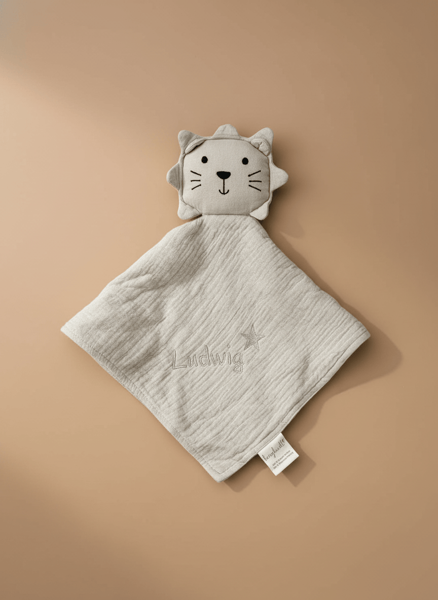 Schmusetuch-Schnufffeltuch Löwe mit Namen Ludwig und Stern