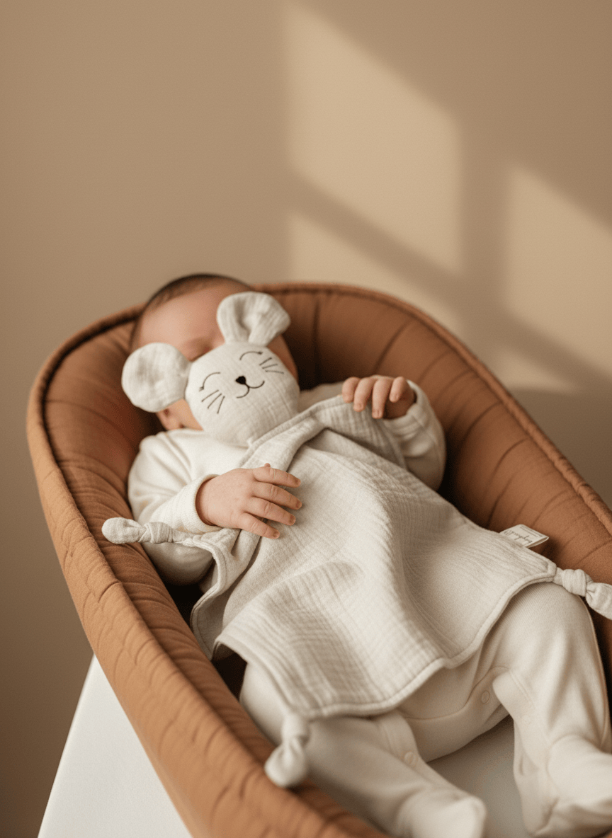 Schmusetuch Schnuffeltuch Maus creme in babyarm