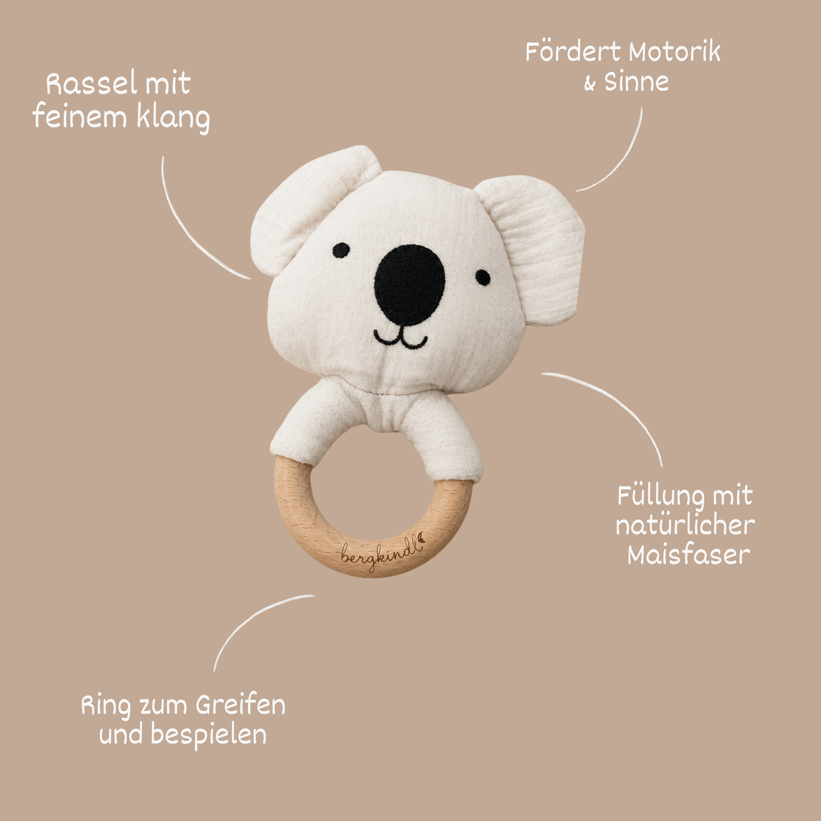 Koala-Greifrassel aus Bio-Musselin