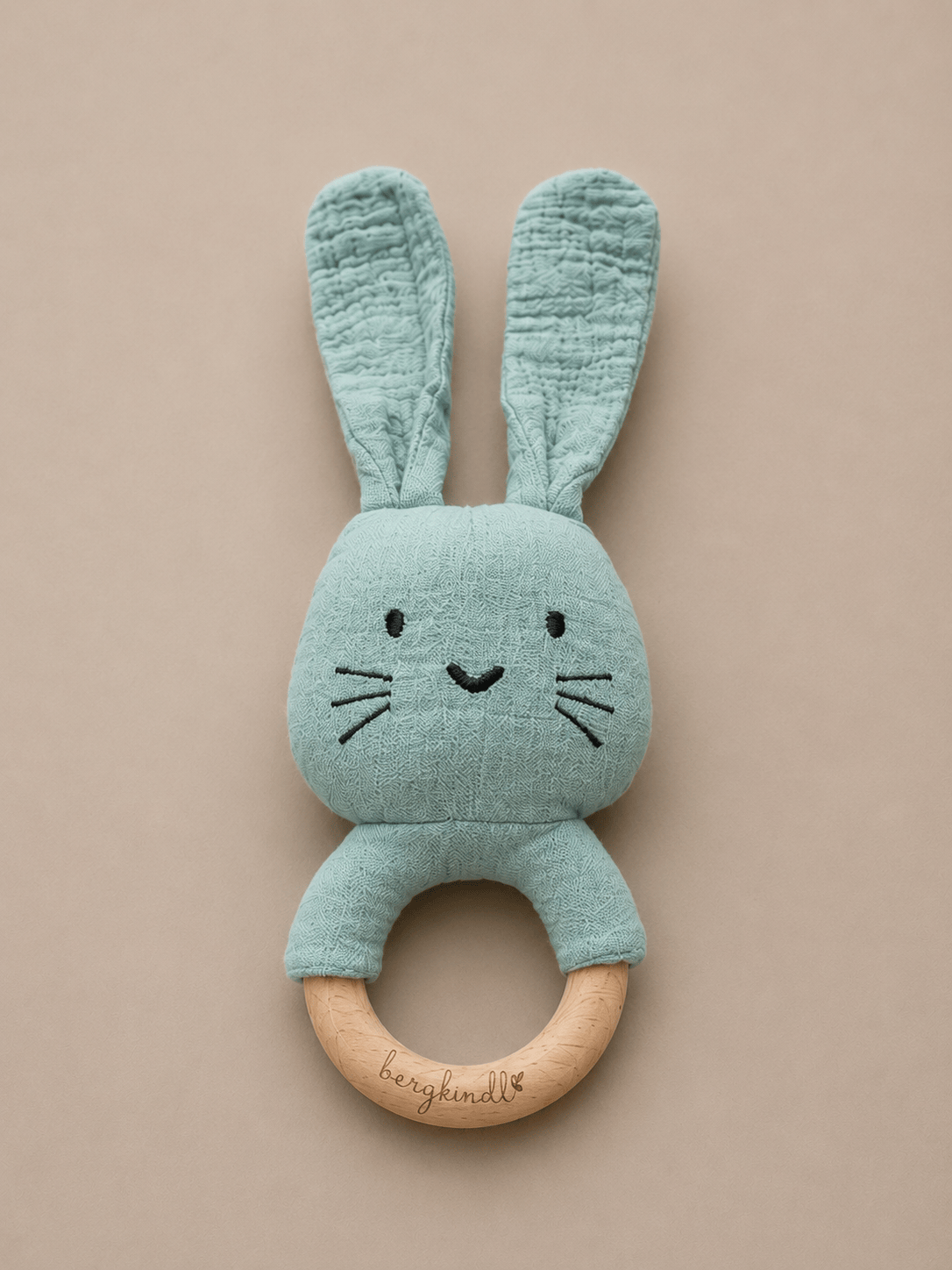Hasen Greifrassel aus Bio-Musselin in mint