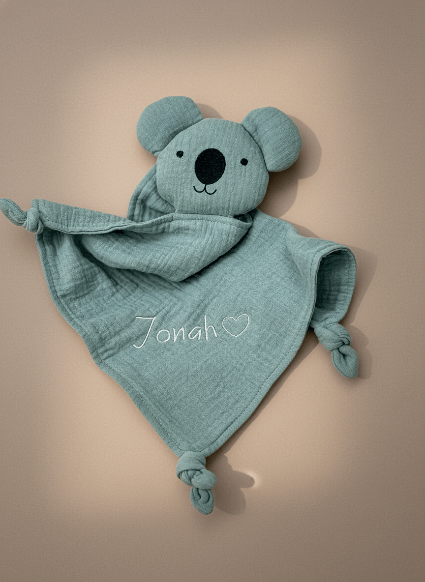 Lieblingsbegleiter aus Bio Musselin - Schnuffeltuch mit personalisierung