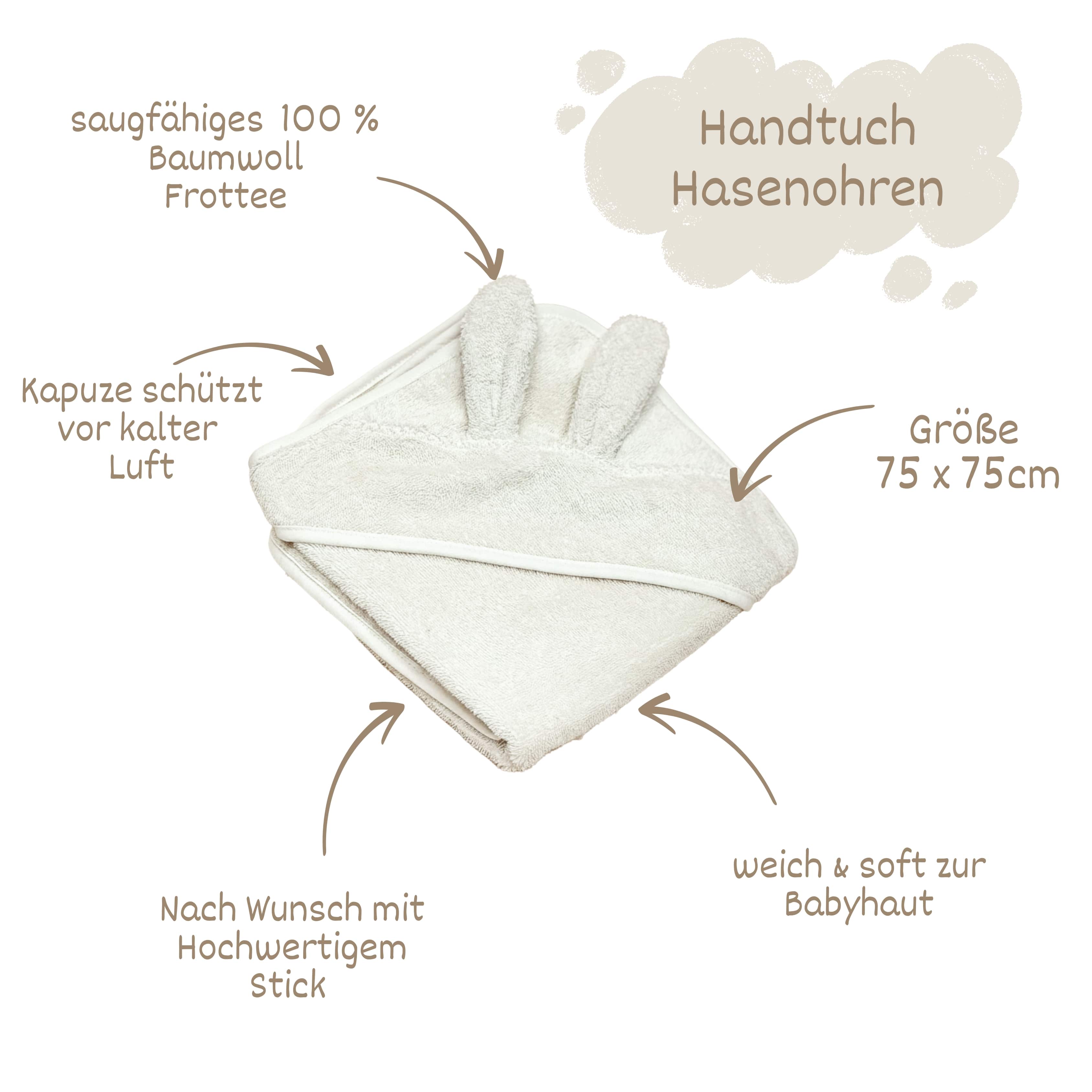 Baby Kapuzenhandtuch ivory