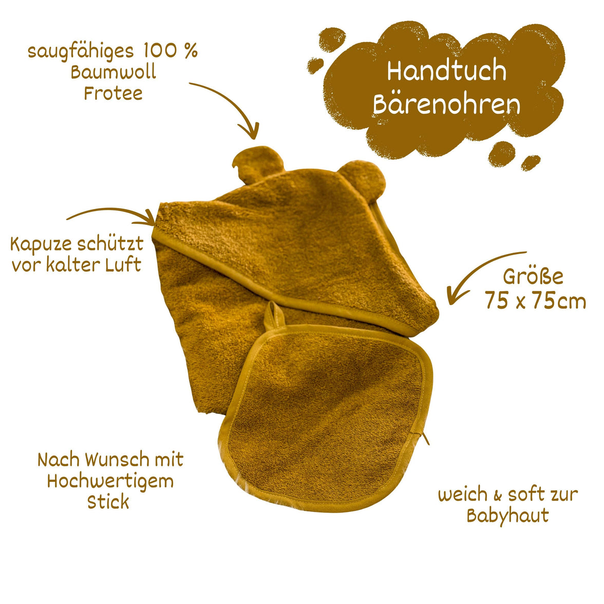 Babyhandtuch 100 %Baumwolle Chai Tea 