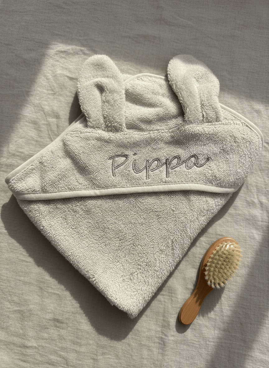 Baby Kapuzenhandtuch Hase Stone – 100% Bio-Baumwolle