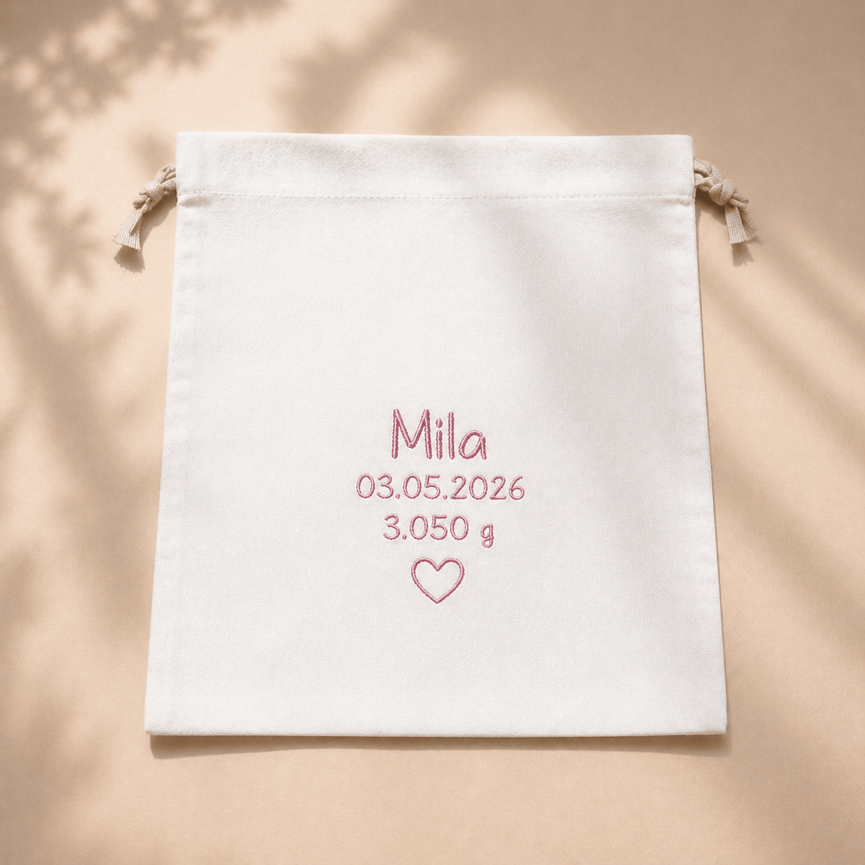  Babyschuhe in rose – bergkindl- Tasche personalisiert