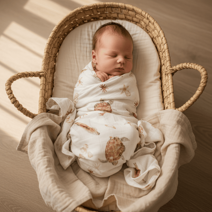 Musselintücher Baby Turtle Design