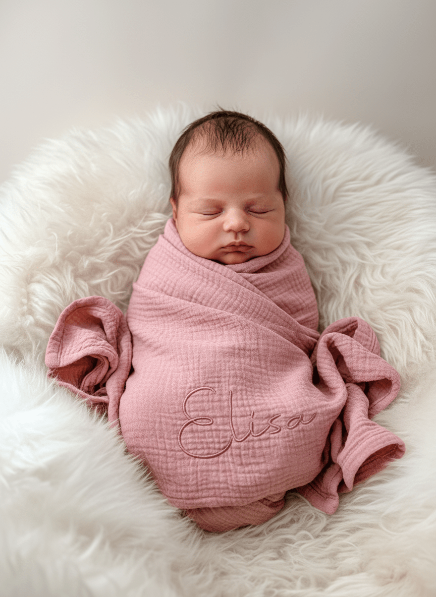 Musselin Babydecke rosé aus (Bio)Baumwolle