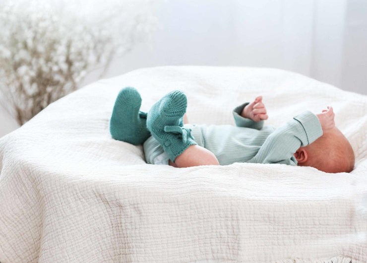 Babyschuhe aus Merinowolle – Mint| 0–6 Monate - bergkindl