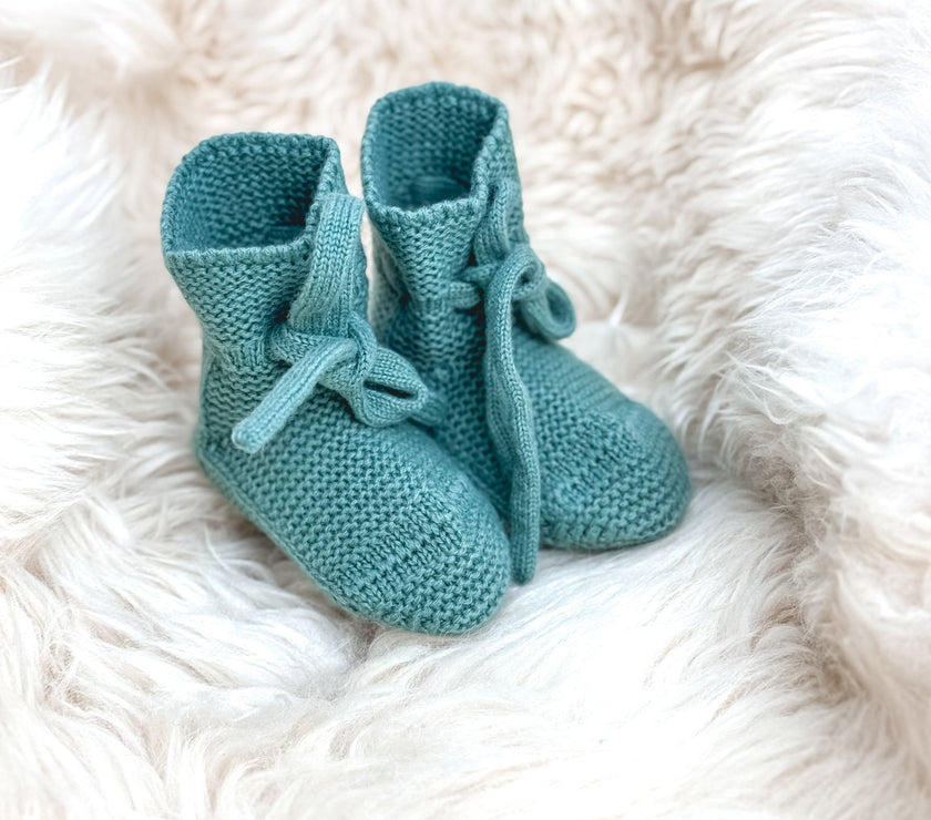 Babyschuhe aus Merinowolle – Mint| 0–6 Monate (Kopie) - bergkindl