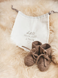 Babyschuhe aus Merinowolle – Zimt| 0–6 Monate - bergkindl