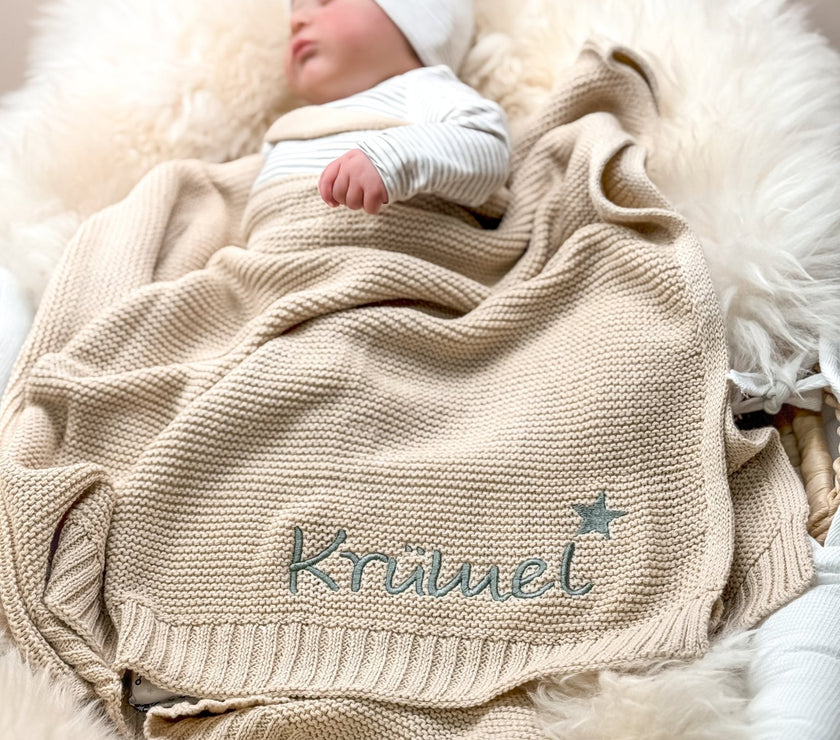 Beige Babydecke - Kuschelweich - bergkindl