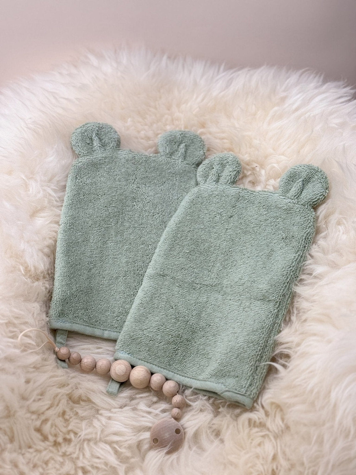 Bademantel Kinder Bio Baby Waschlappen Set mit Ohren