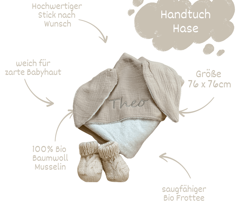 Creme Kapuzenhandtuch aus 100% Baumwolle - bergkindl