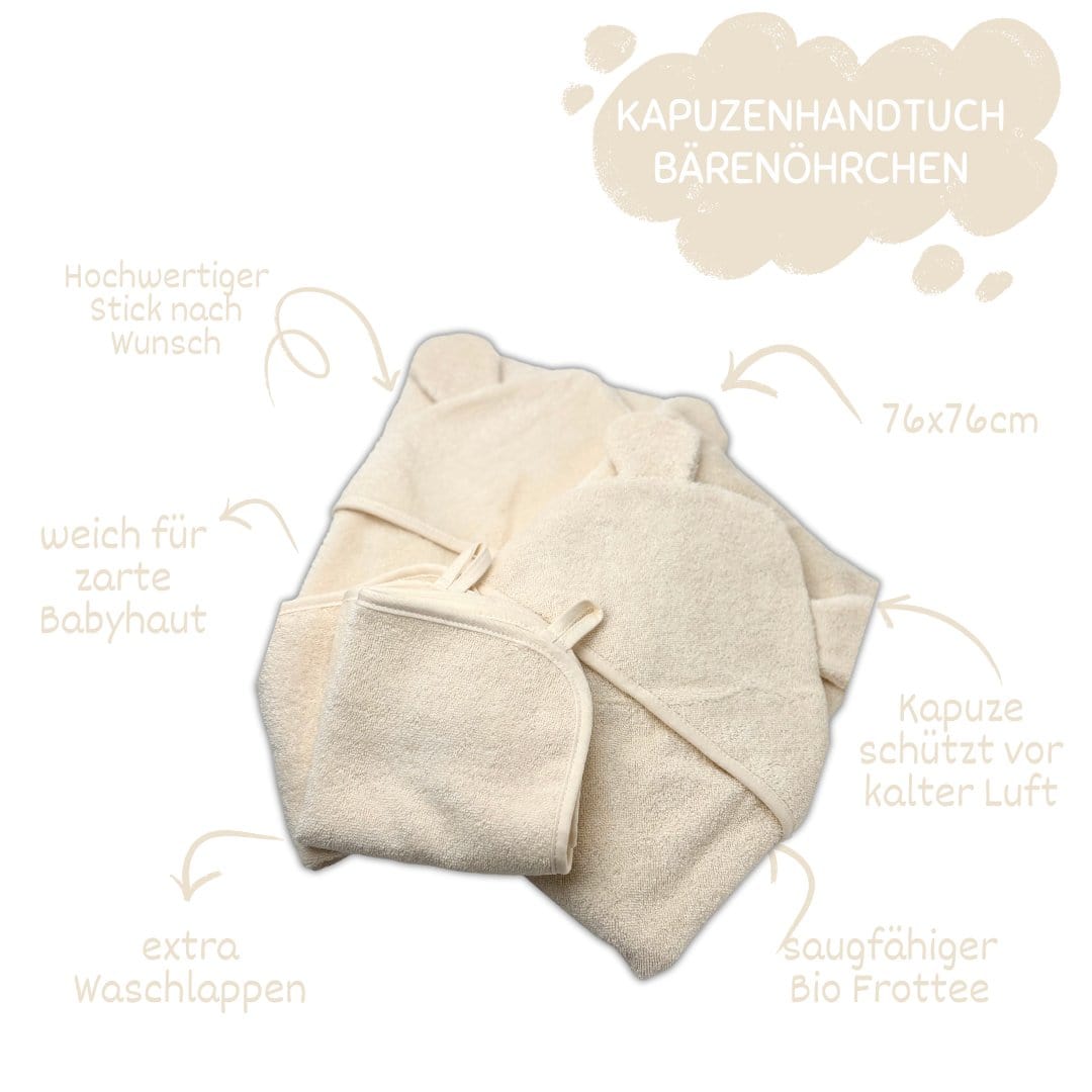 Creme Babyhandtuch / Kapuzenhandtuch Baby - bergkindl