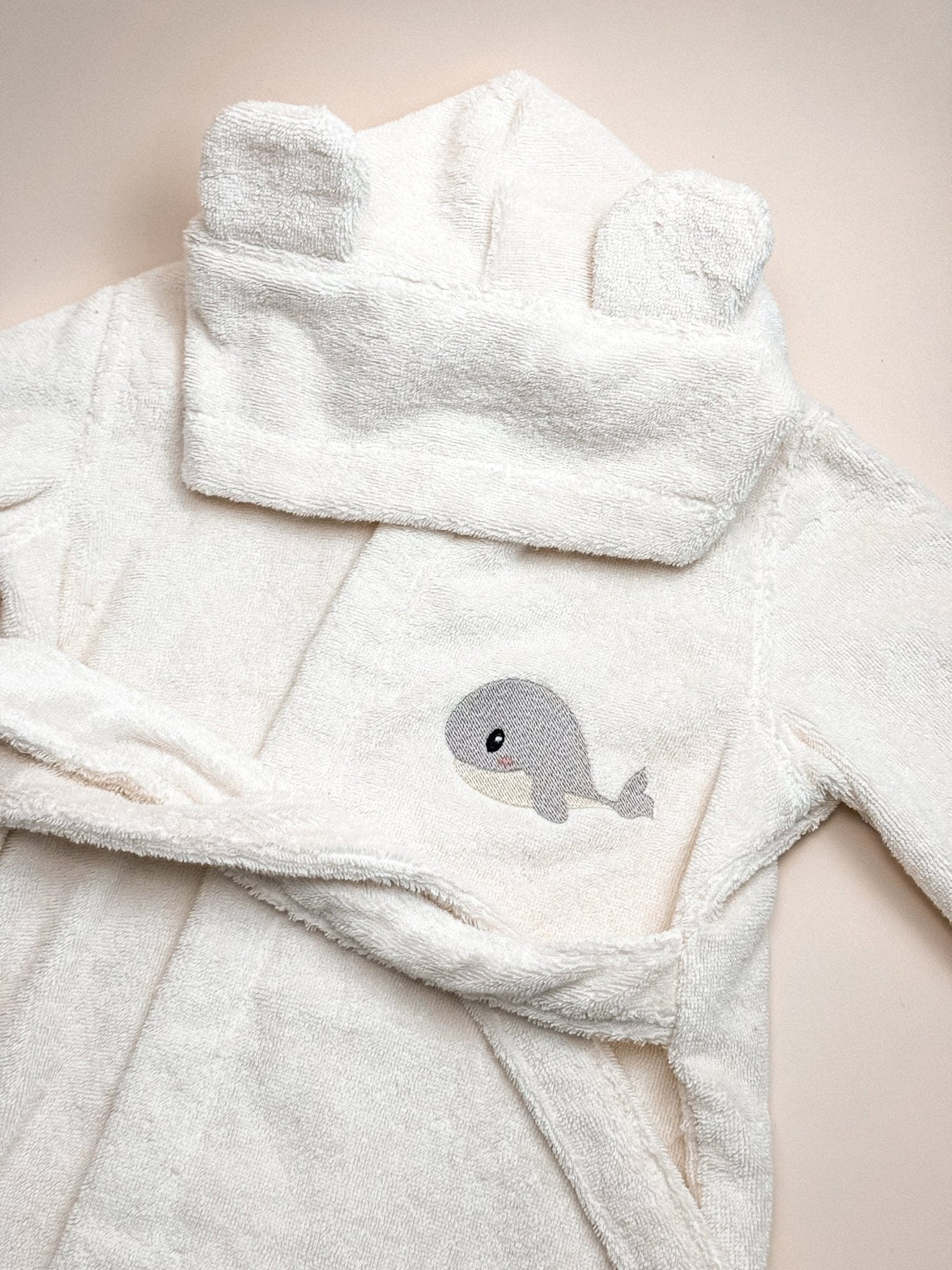 Creme Kinderbademantel aus Bio - Baumwolle – Kuschelweich - bergkindl