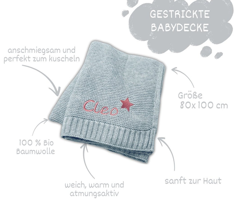 Graue Babydecke - Kuschelweich - bergkindl