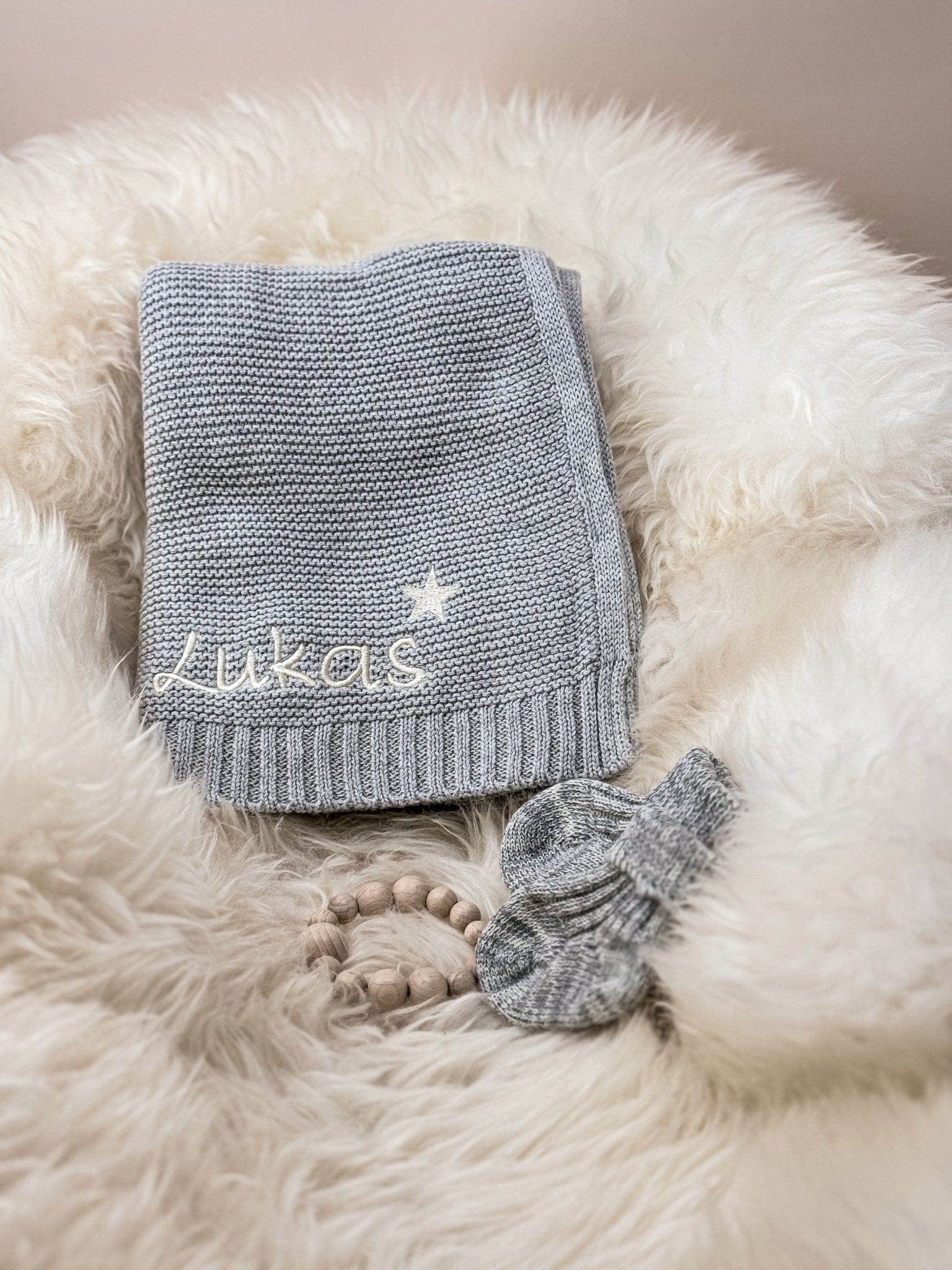 Graue Babydecke - Kuschelweich - bergkindl