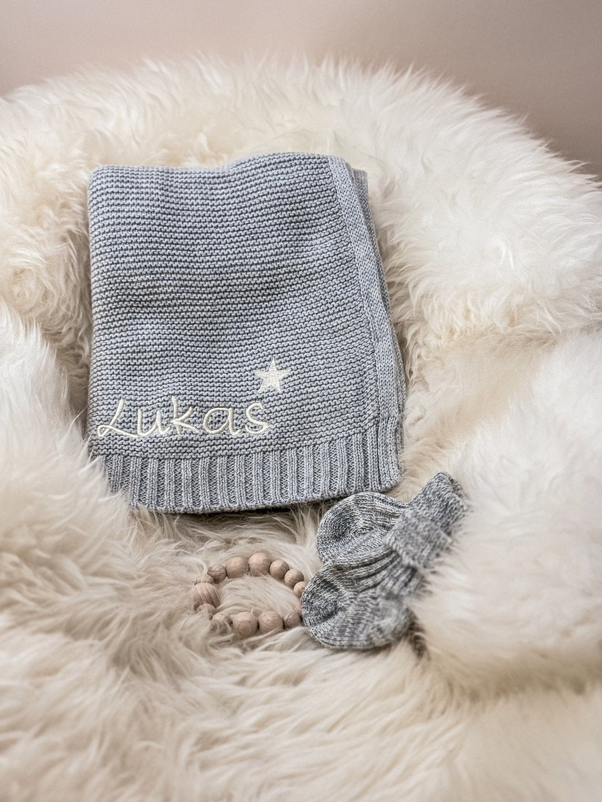 Graue Babydecke - Kuschelweich - bergkindl