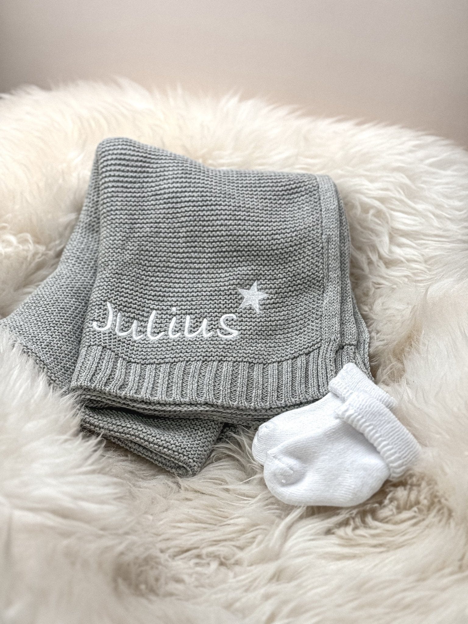 Graue Babydecke - Kuschelweich - bergkindl