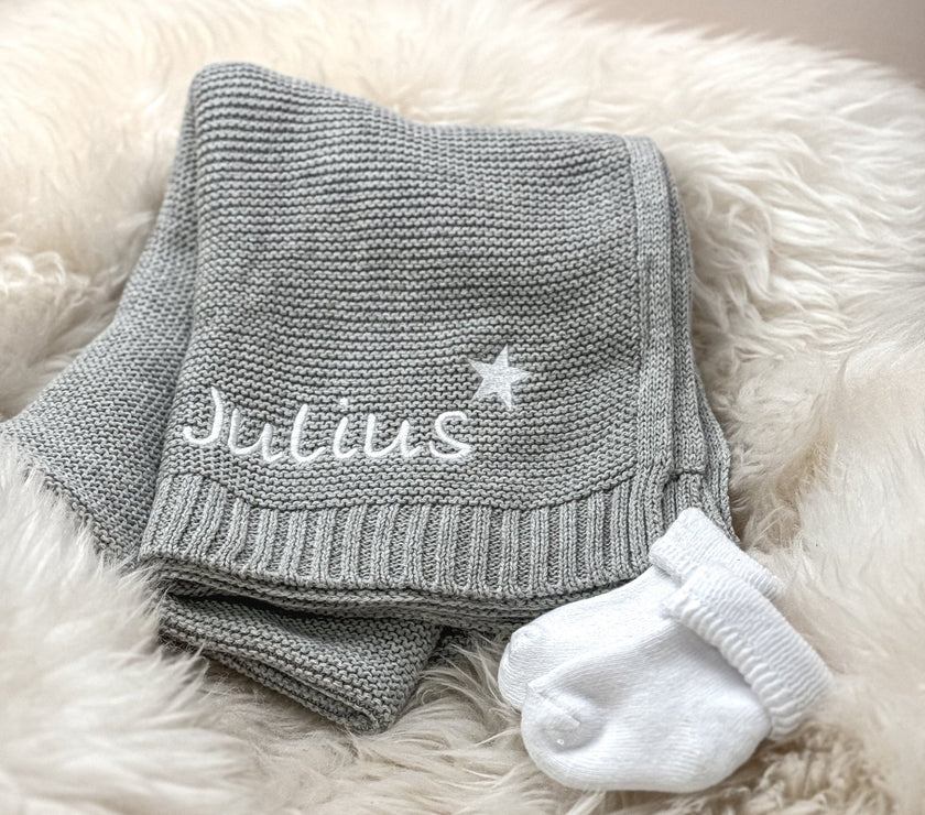 Graue Babydecke - Kuschelweich - bergkindl