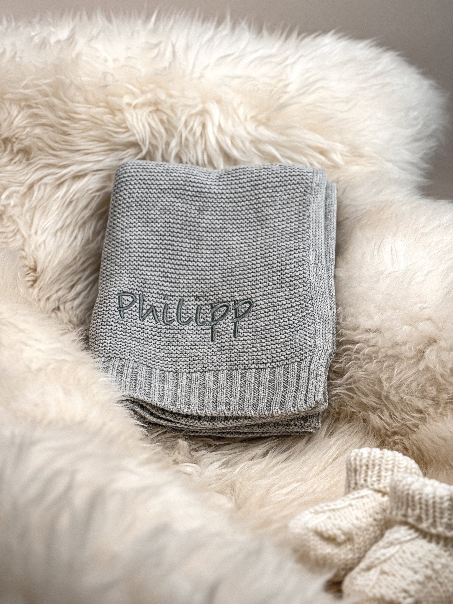 Graue Babydecke - Kuschelweich - bergkindl