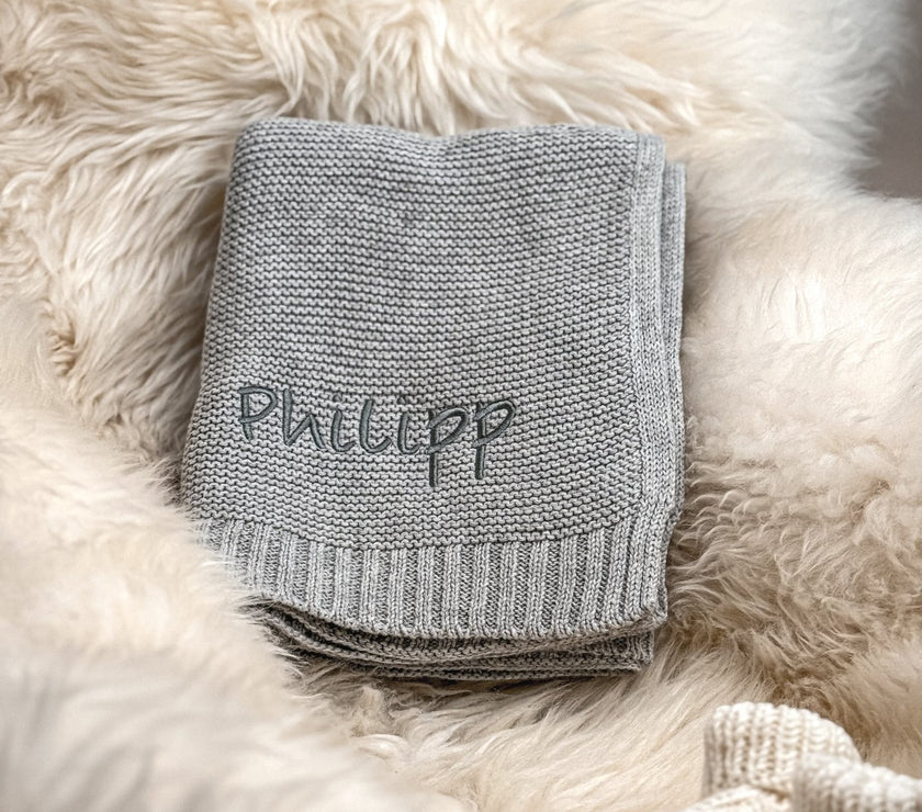 Graue Babydecke - Kuschelweich - bergkindl