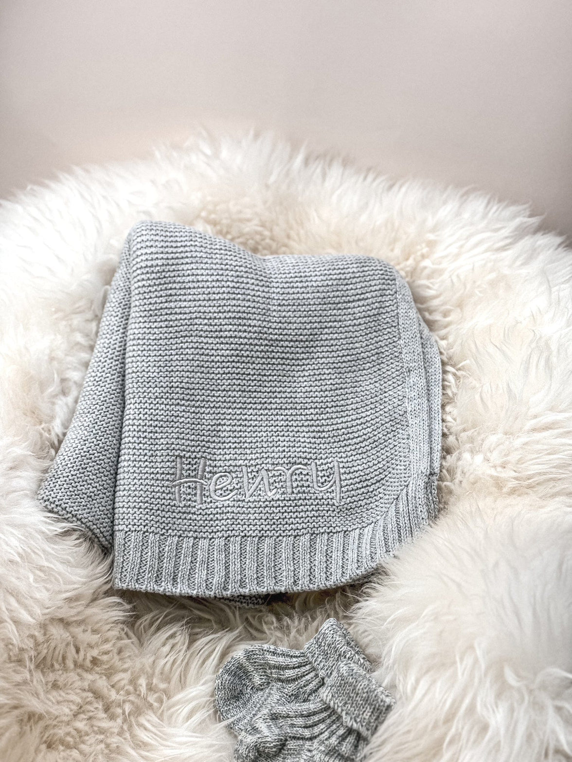 Graue Babydecke - Kuschelweich - bergkindl