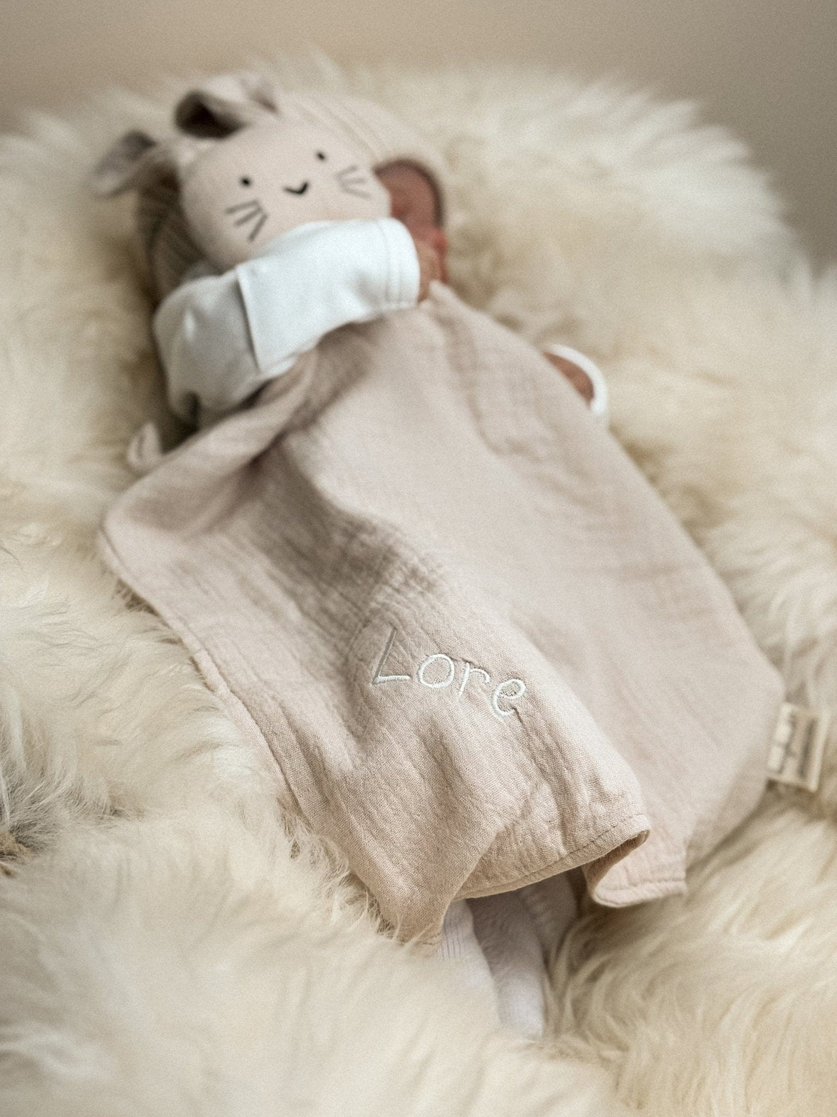 Schnuffeltuch / Schmusetuch Hase  creme aus Bio - Musselin - bergkindl