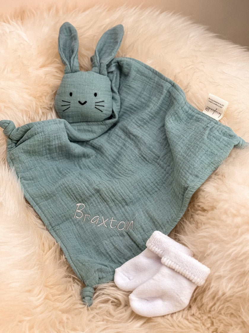 Kuschelhase in Mint aus Bio - Musselin - bergkindl