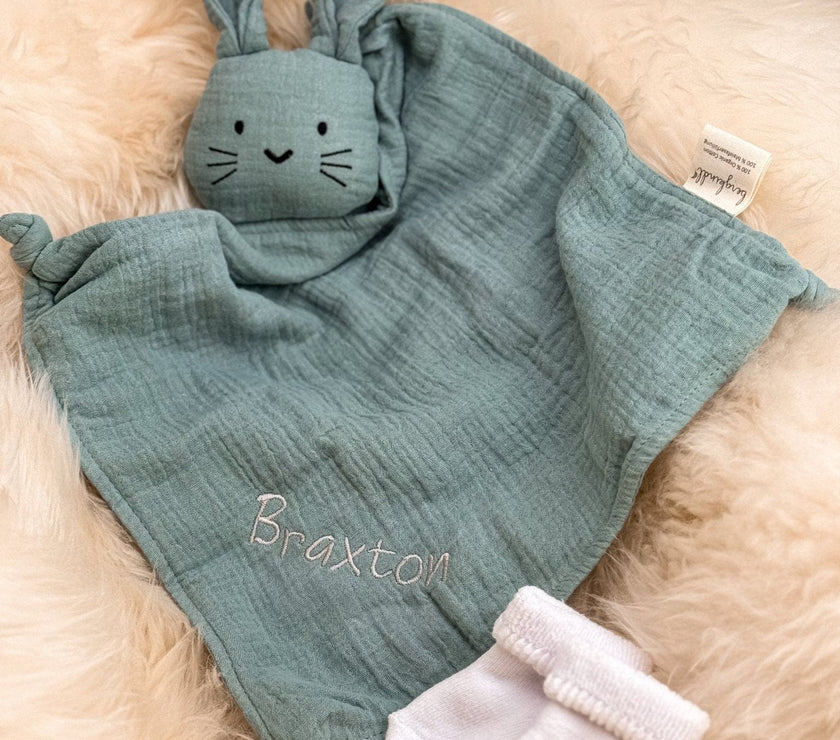 Kuschelhase in Mint aus Bio - Musselin - bergkindl