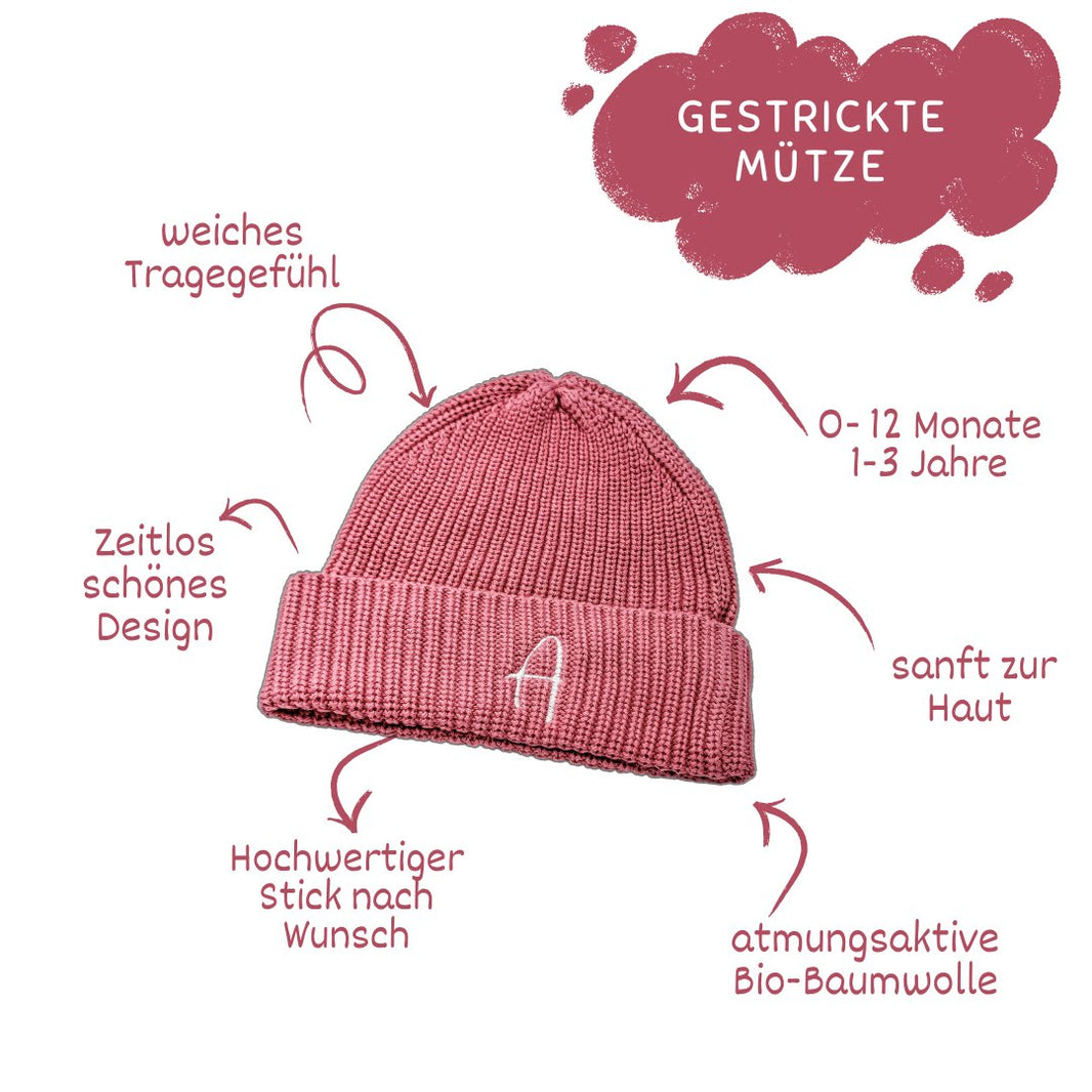 Kuschelige roséfarbene Mütze - bergkindl