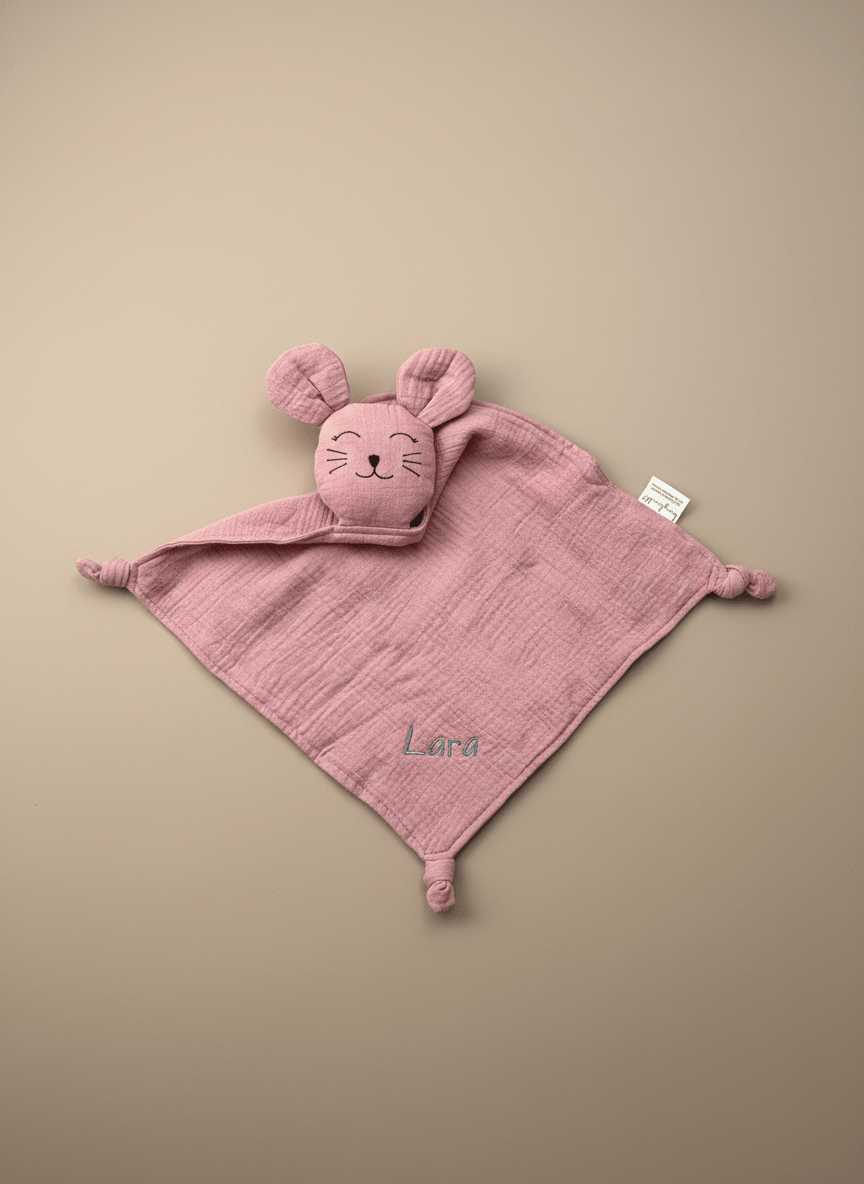 Maus Schnuffeltuch - Schmusetuch in rose-Lara