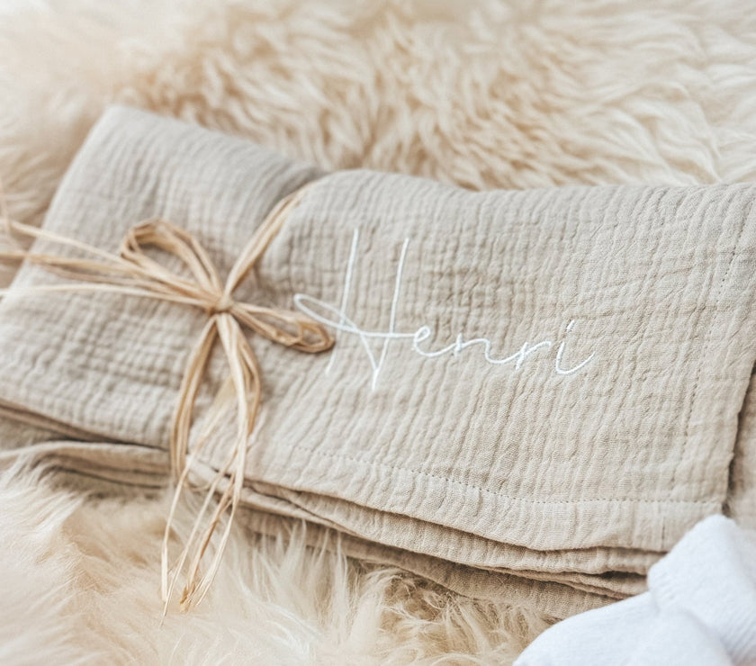 Musselin Babydecke creme aus (Bio)Baumwolle - bergkindl