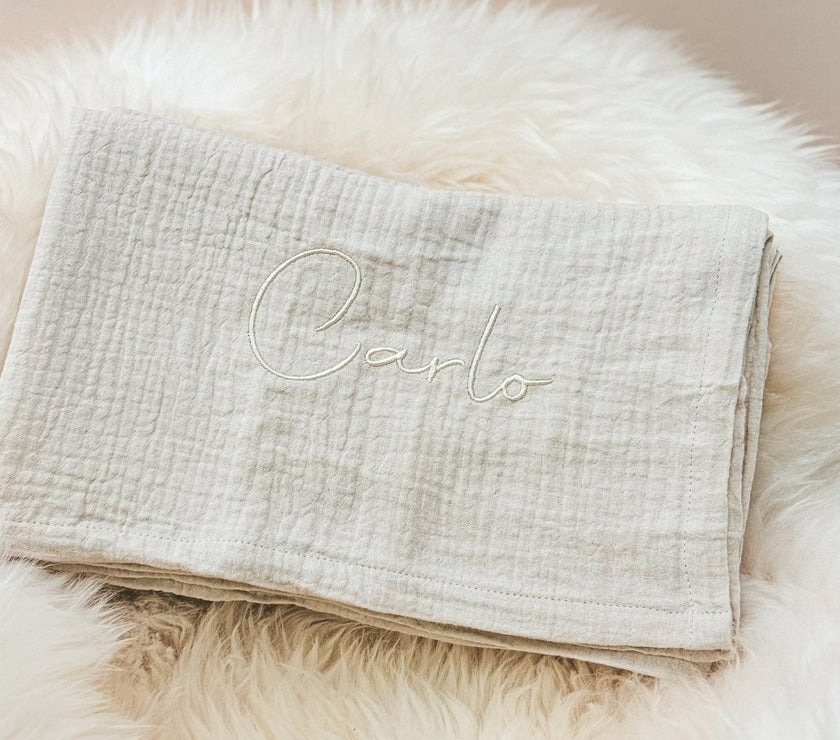 Musselin Babydecke creme aus (Bio)Baumwolle - bergkindl
