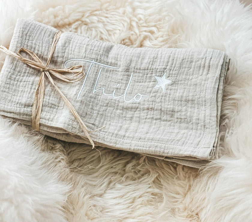 Musselin Babydecke creme aus (Bio)Baumwolle - bergkindl