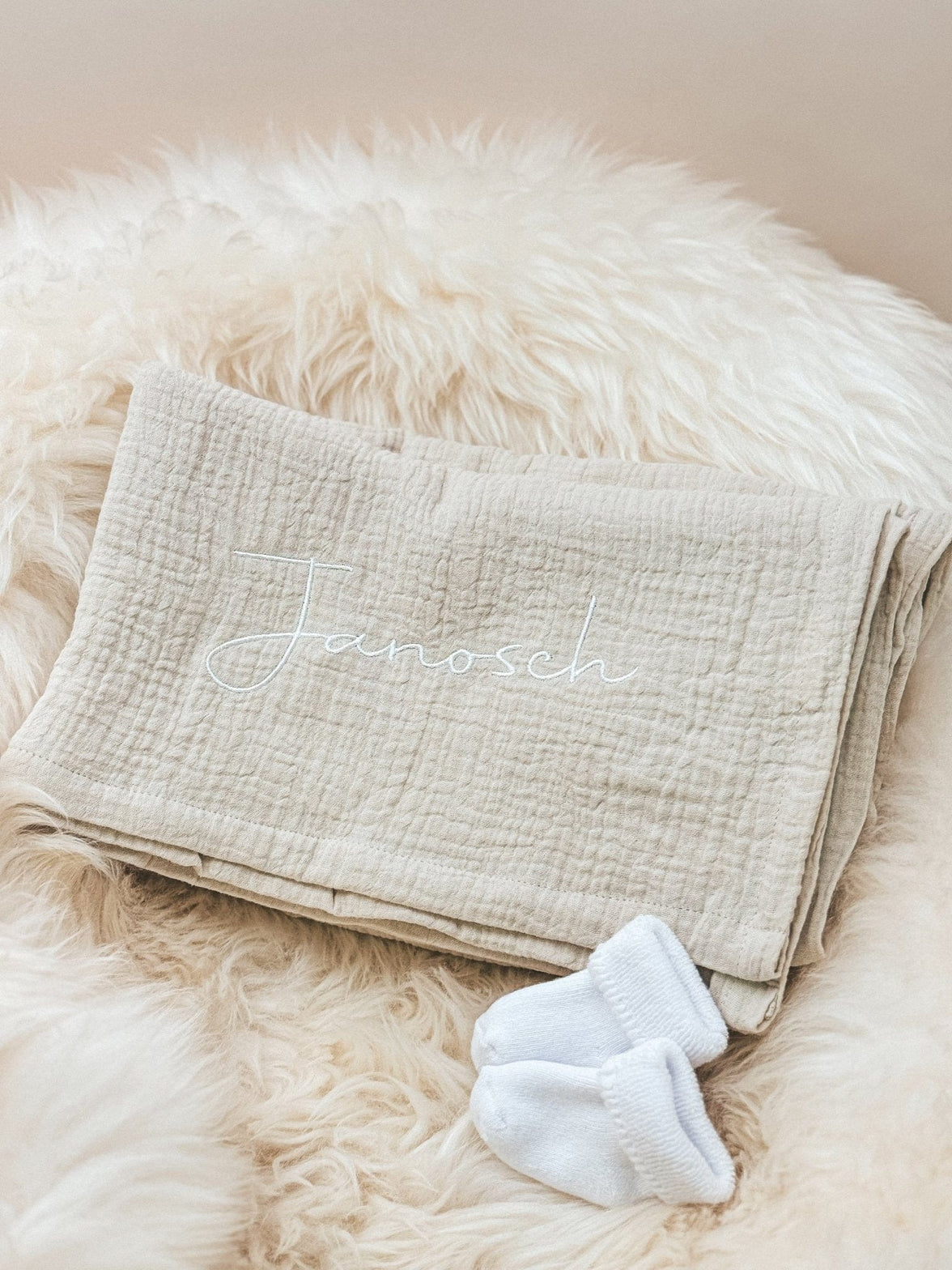 Musselin Babydecke creme aus (Bio)Baumwolle - bergkindl