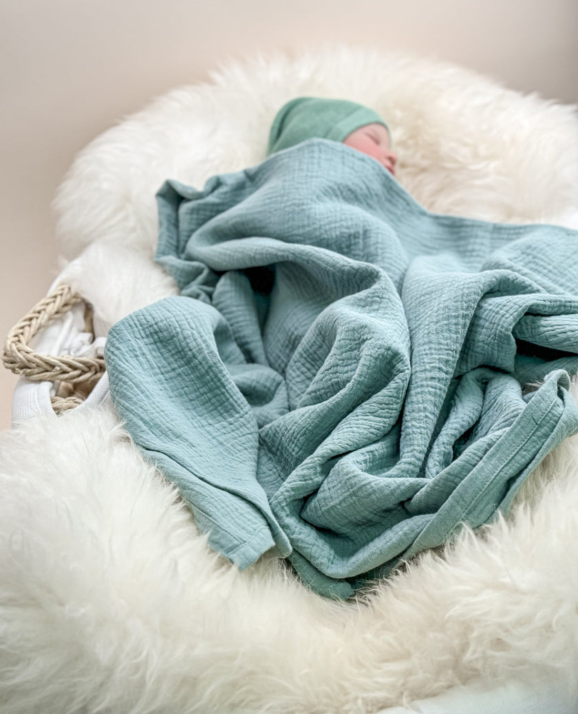 Musselin Babydecke mint aus (Bio)Baumwolle - bergkindl