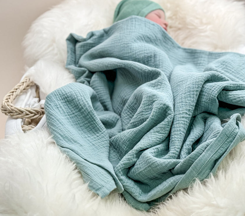 Musselin Babydecke mint aus (Bio)Baumwolle - bergkindl