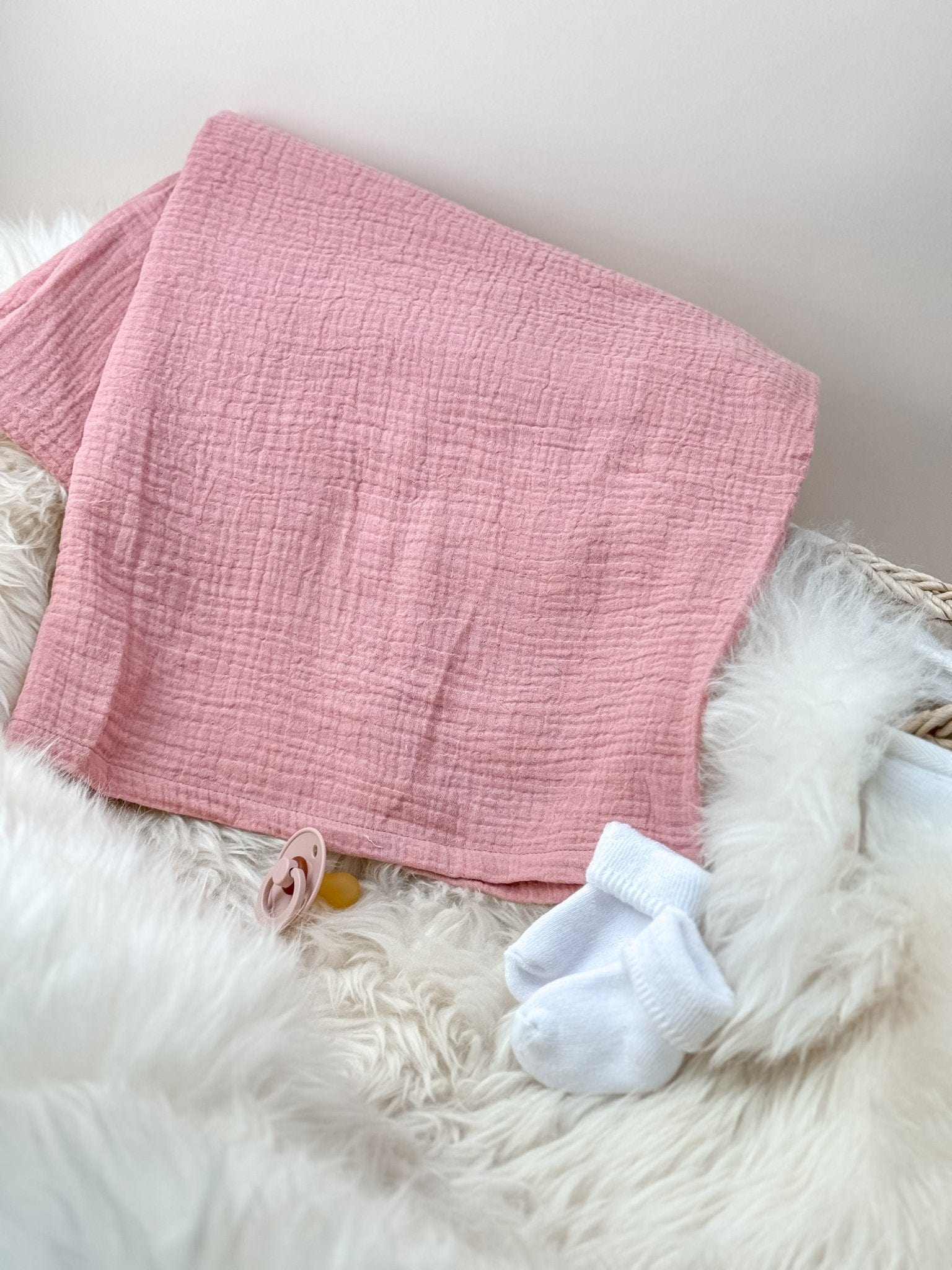 Musselin Babydecke rosé aus (Bio)Baumwolle - bergkindl
