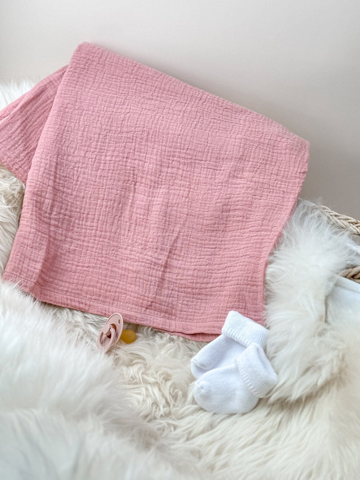 Musselin Babydecke rosé aus (Bio)Baumwolle - bergkindl