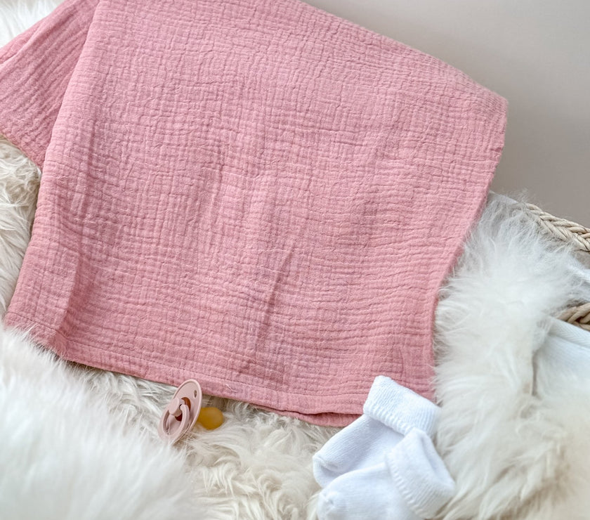 Musselin Babydecke rosé aus (Bio)Baumwolle - bergkindl