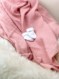 Musselin Babydecke rosé aus (Bio)Baumwolle - bergkindl