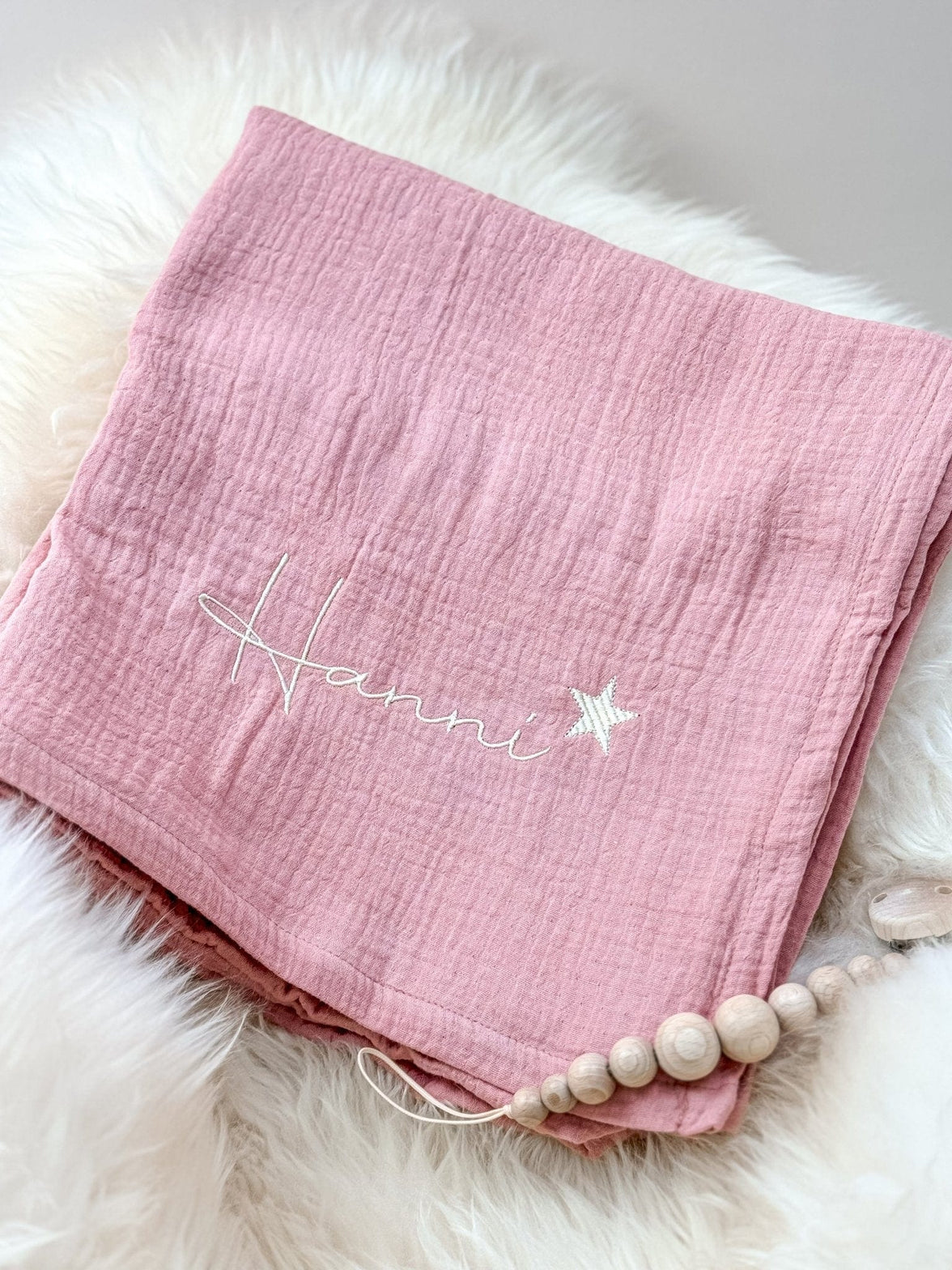 Musselin Babydecke rosé aus (Bio)Baumwolle - bergkindl